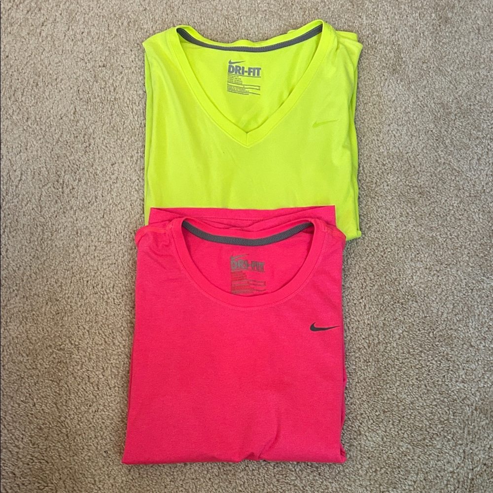 Nike women’s Dri-FIT Yellow and Pink Shirts